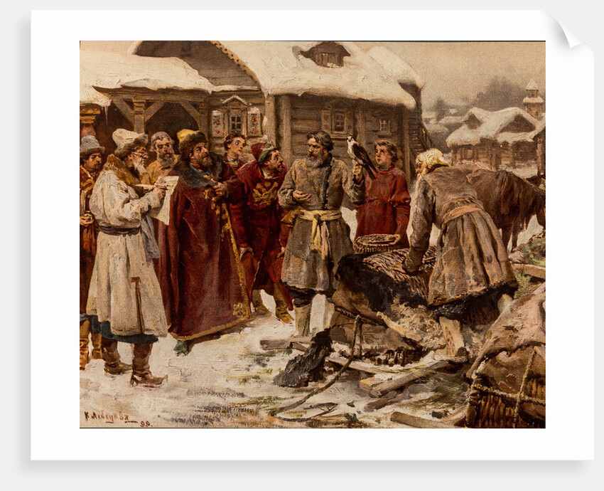 Falconers at the Amusement court of Moscow in the 17th Century, 1902 by Anonymous
