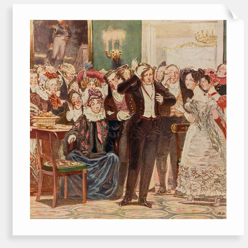 Illustration to the comedy Woe from Wit by Alexander Griboyedov, 1913 by Anonymous
