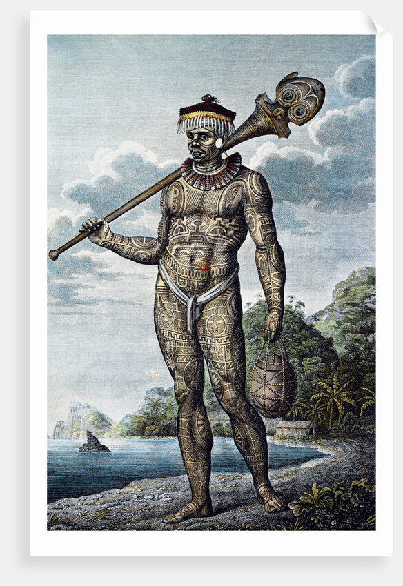A man from Nuku Hiva Island with tattoos on his body by Anonymous