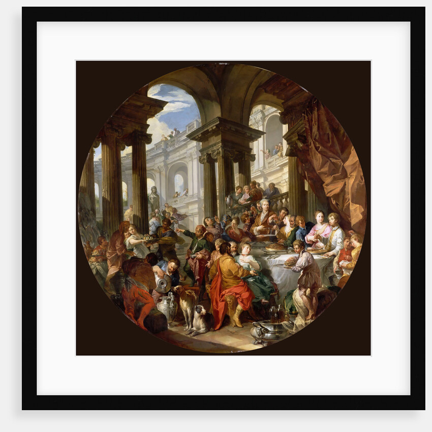 Banquet under a portico of ionic order, ca 1720 by Anonymous