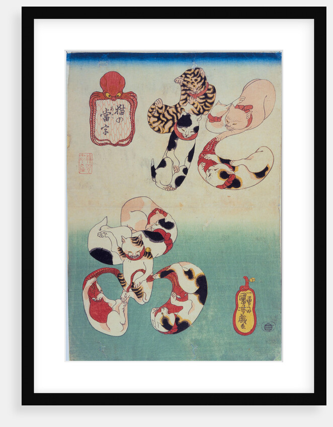 Cats forming the caracters for Octopus, from the series Cat Homophones (Neko no Ateji), ca 1842 by Anonymous