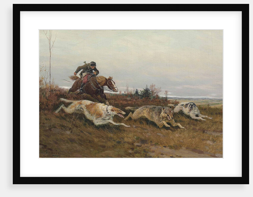 Wolf hunting with borzois by Anonymous
