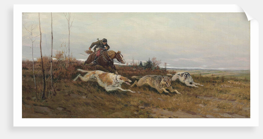 Wolf hunting with borzois by Anonymous