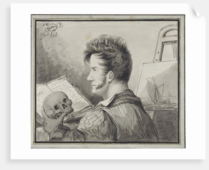 Self-portrait with skull, 1809 by Anonymous