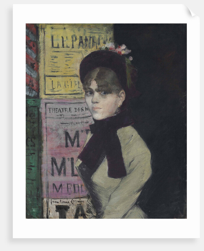 Young woman reading in Front of an Advertising Column, ca 1880-1885 by Anonymous