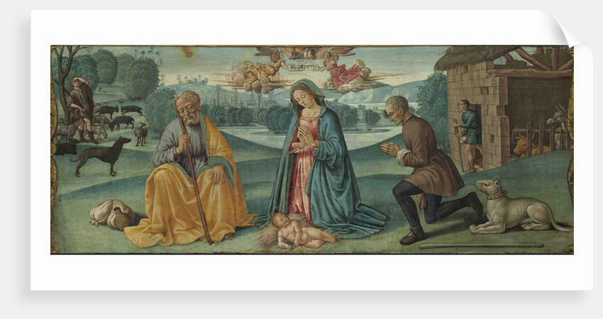 The Adoration of the Shepherds with Filippo Strozzi (predella of the Lecceto Altarpiece), 1487-1488 by Anonymous