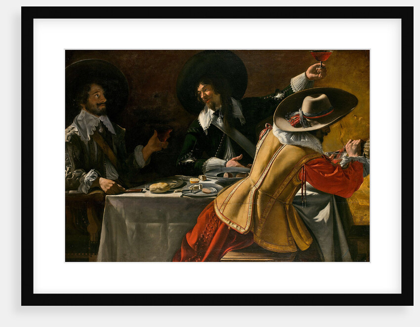 The Three Musketeers sitting at a table, c.1630 by Anonymous