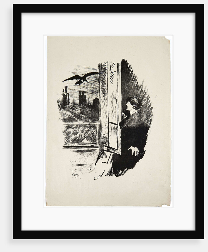 Illustration for the poem Le Corbeau (The Raven) by Edgar Allan Poe, 1875 by Anonymous