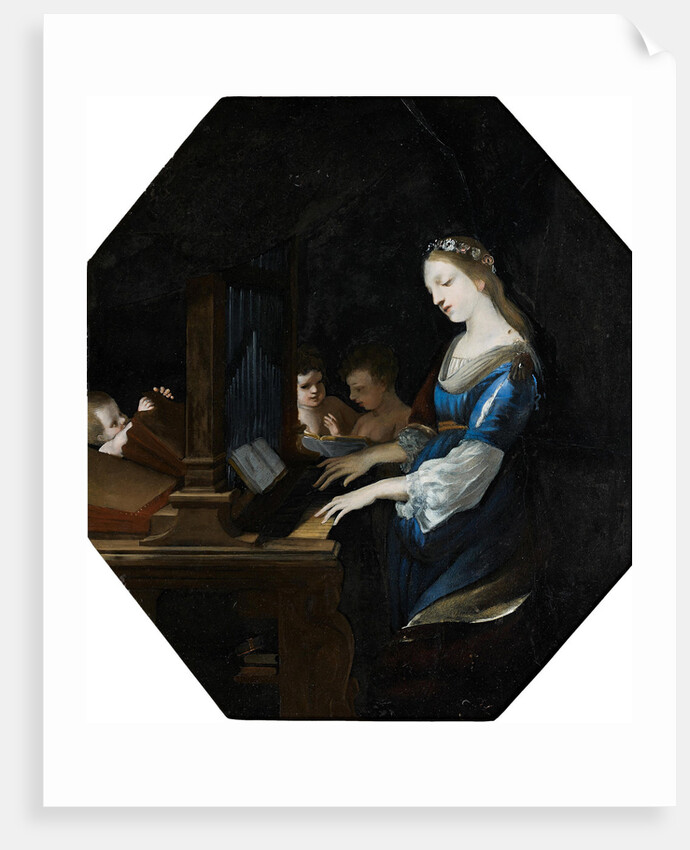 Saint Cecilia playing the organ by Anonymous
