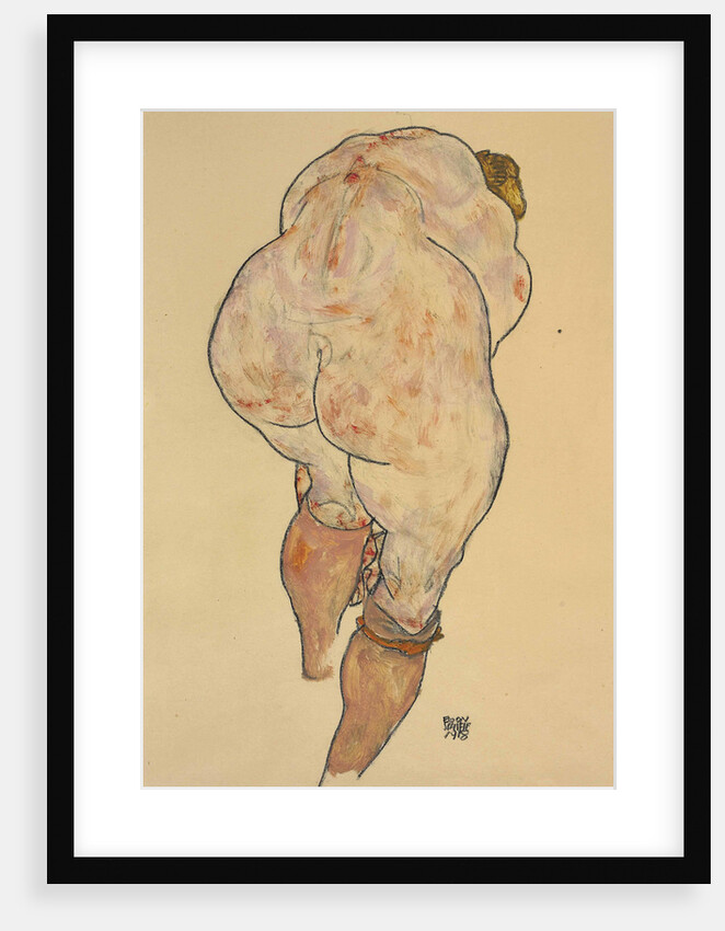 Female Nude Pulling up Stockings, Back View, 1918 by Anonymous