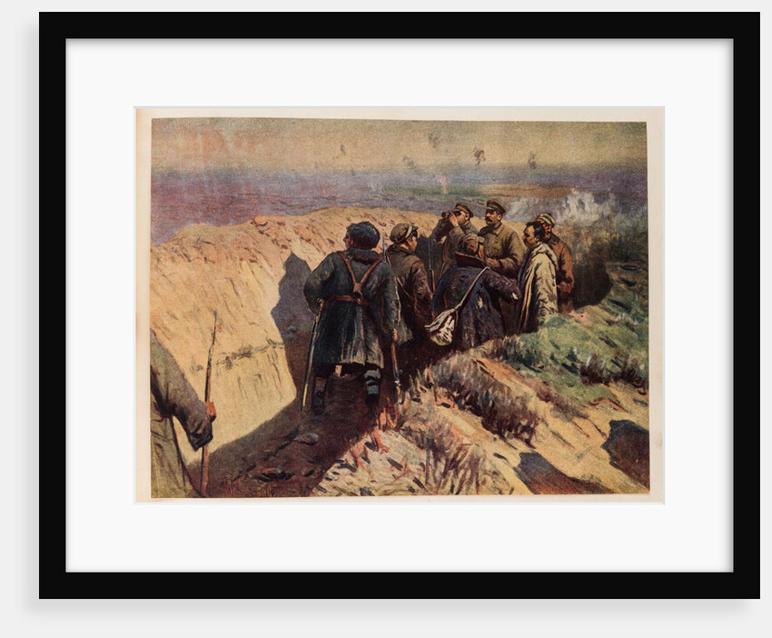 Stalin, Voroshilov and Shchadenko in the trenches of Tsaritsyn, 1934 by Anonymous