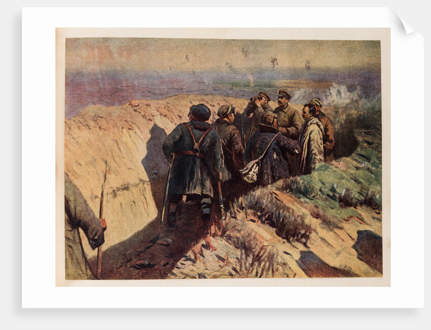 Stalin, Voroshilov and Shchadenko in the trenches of Tsaritsyn, 1934 by Anonymous