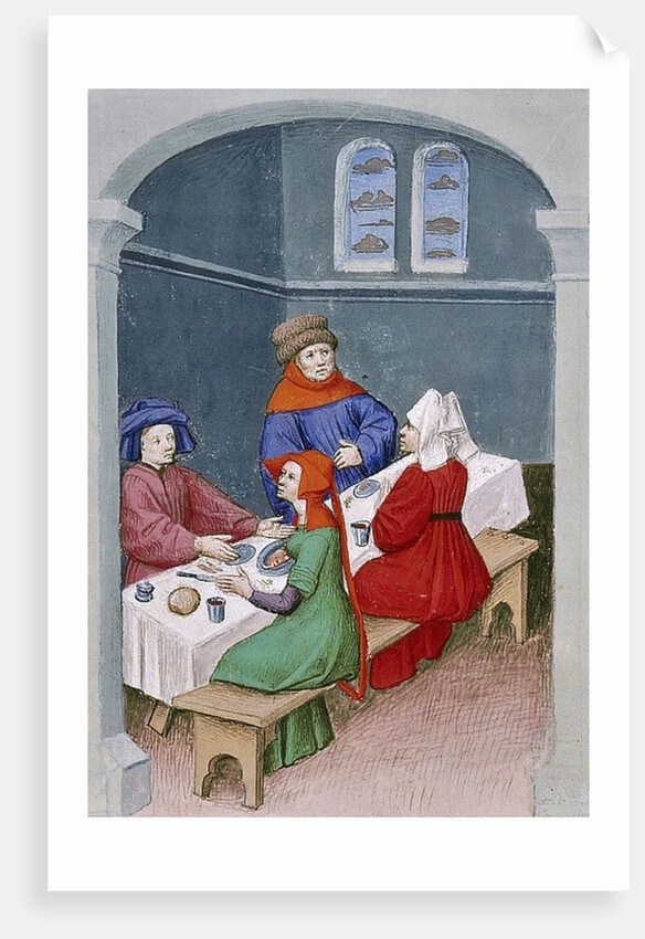 The meal. Miniature from The Decameron by Giovanni Boccaccio, 1432 by Anonymous