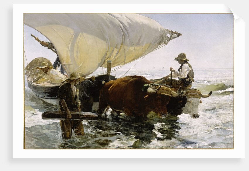 Return from Fishing: Towing the Bark, c. 1895 by Anonymous