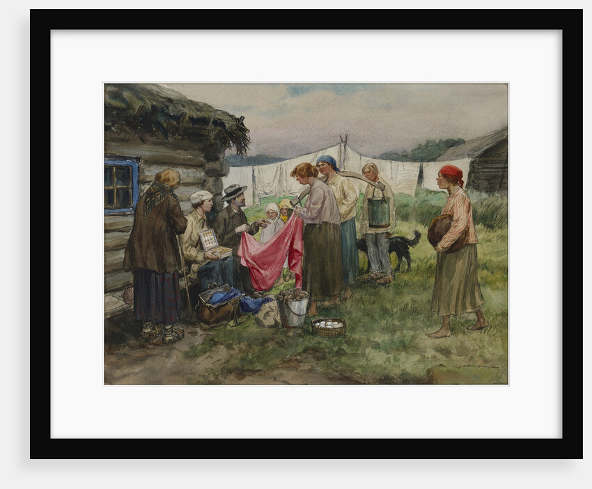 Hungry years in Petrograd. Changing merchandise for provisions in a village near a railway station by Anonymous
