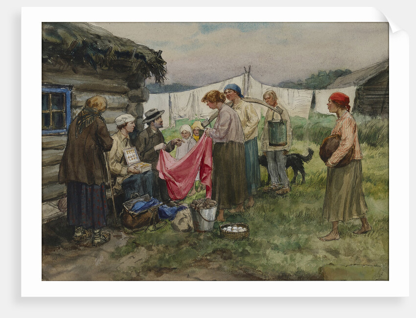 Hungry years in Petrograd. Changing merchandise for provisions in a village near a railway station by Anonymous
