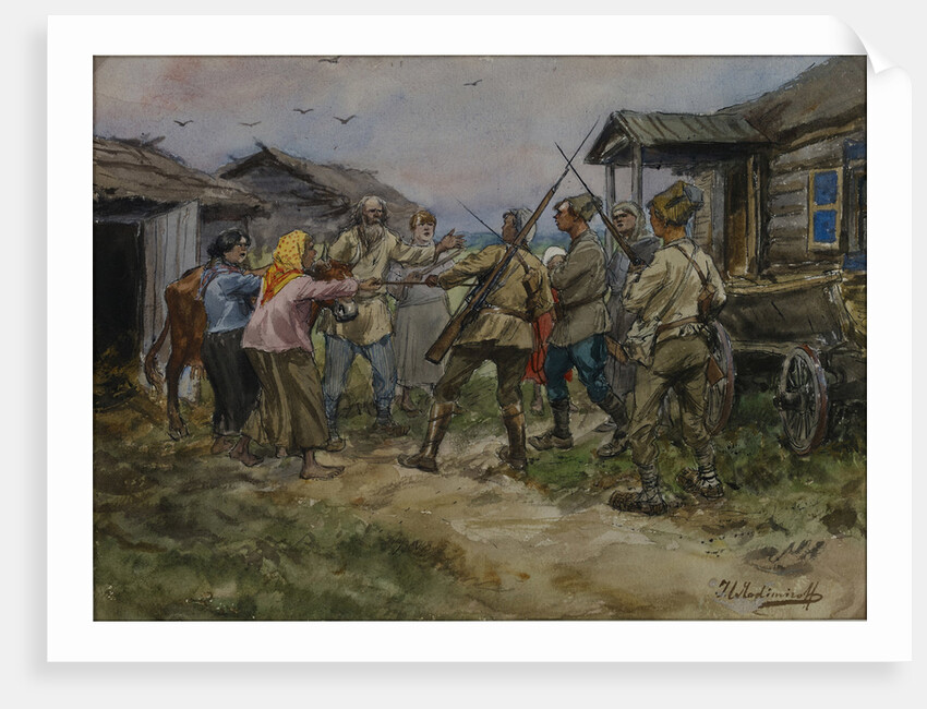 Requisition of cattle for the Red Army in a village near Luga, 1920 by Anonymous