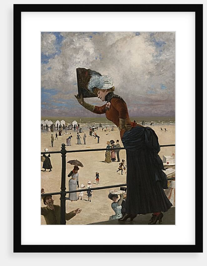 Lady on the walkway of a seaside resort, 1883 by Anonymous