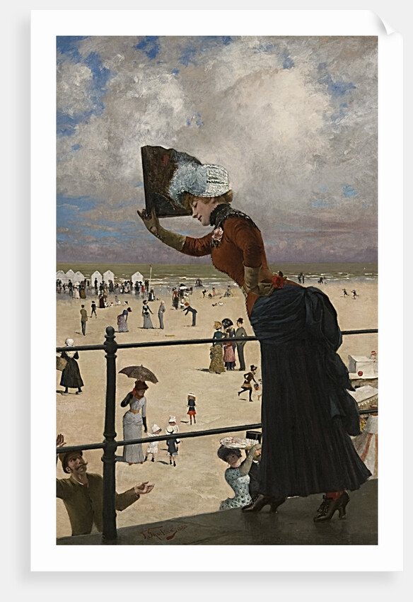 Lady on the walkway of a seaside resort, 1883 by Anonymous