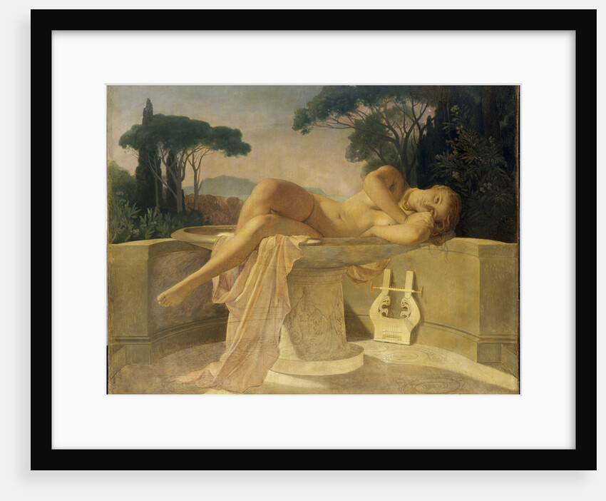Young girl at a Pompeian fountain, ca 1844 by Anonymous