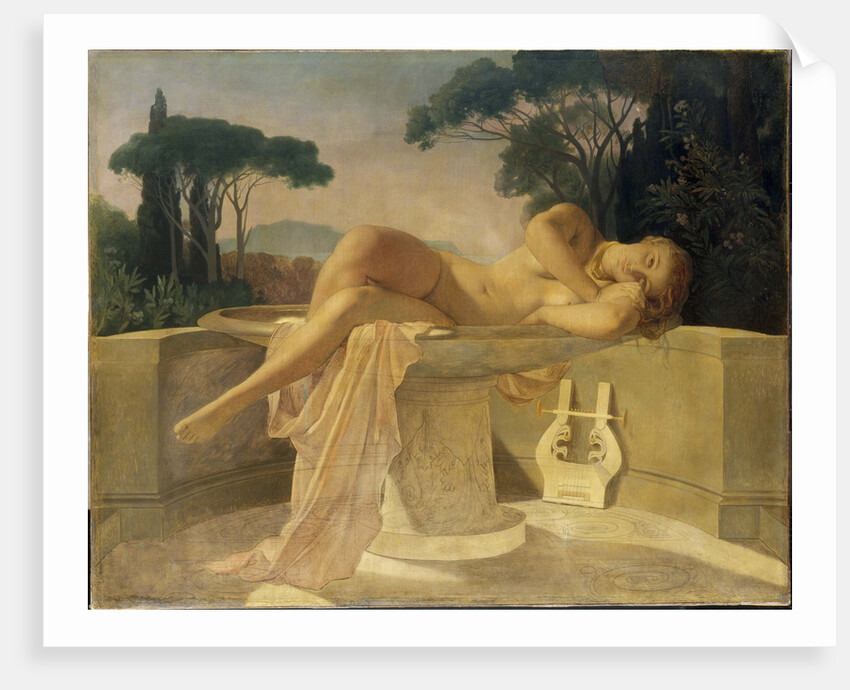 Young girl at a Pompeian fountain, ca 1844 by Anonymous