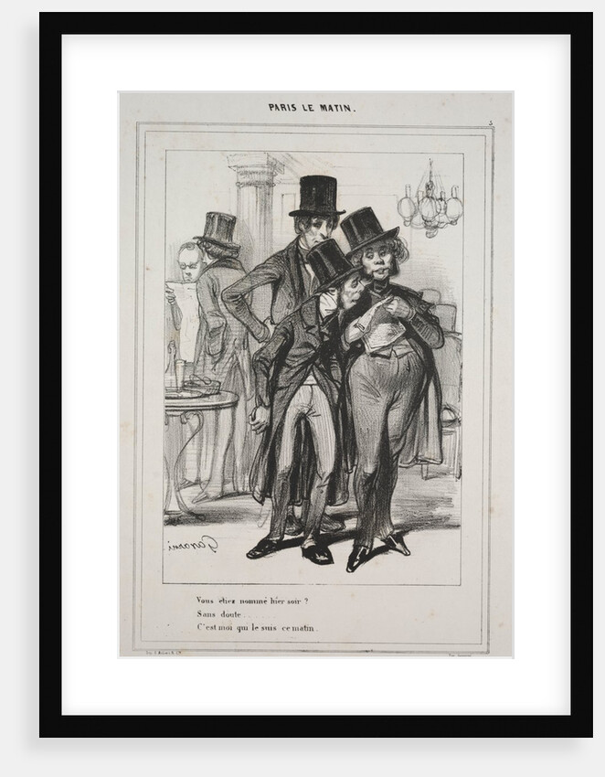 Vous étiez nommé hier soir?…, from the series Paris Le Matin, 1839 by Paul Gavarni