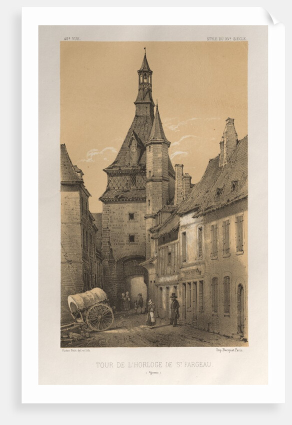 …Pl. 42, Tour De LHorloge De St. Fargeau, 1860 by Victor Petit