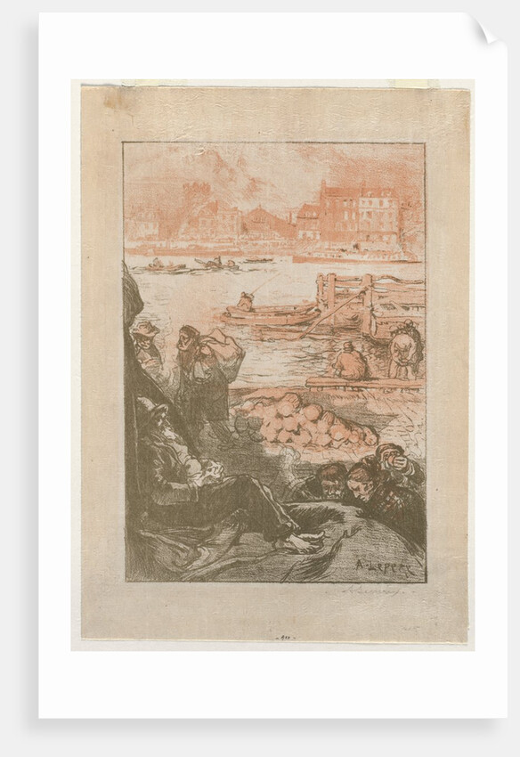[Peasants by a Dock, Paris] by Auguste Louis Lepère