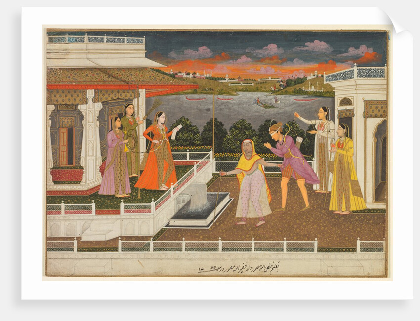 A blindfolded suitor is brought before a princess, 1755 by Fayzullah