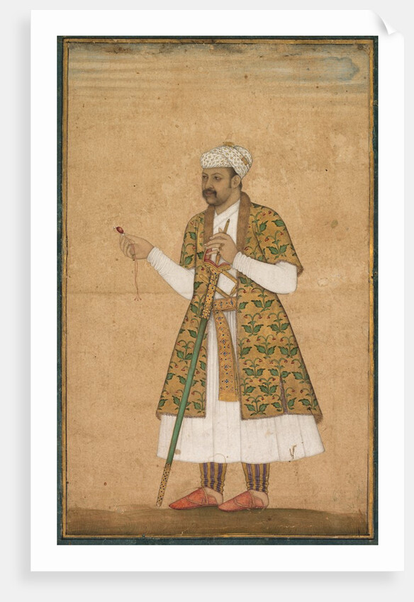 A Courtier, Possibly Khan Alam, Holding a Spinel and a Deccan Sword, c. 1605-1610 by Govardhan (attributed to)