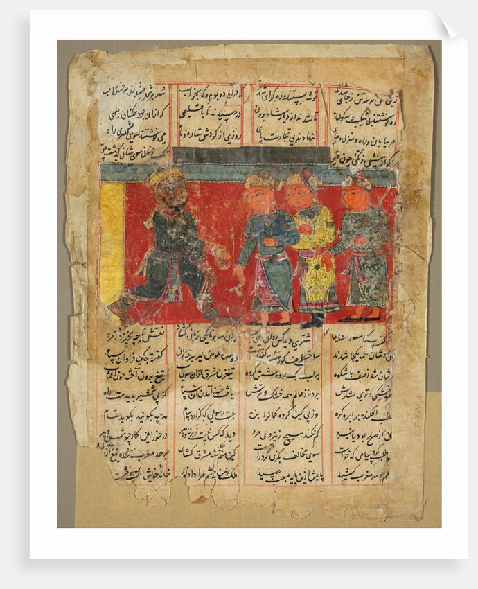 A King Receiving Three Men, page from the Khamsa of Amir Khusrau Dihlavi, 1450-1500 by Unknown