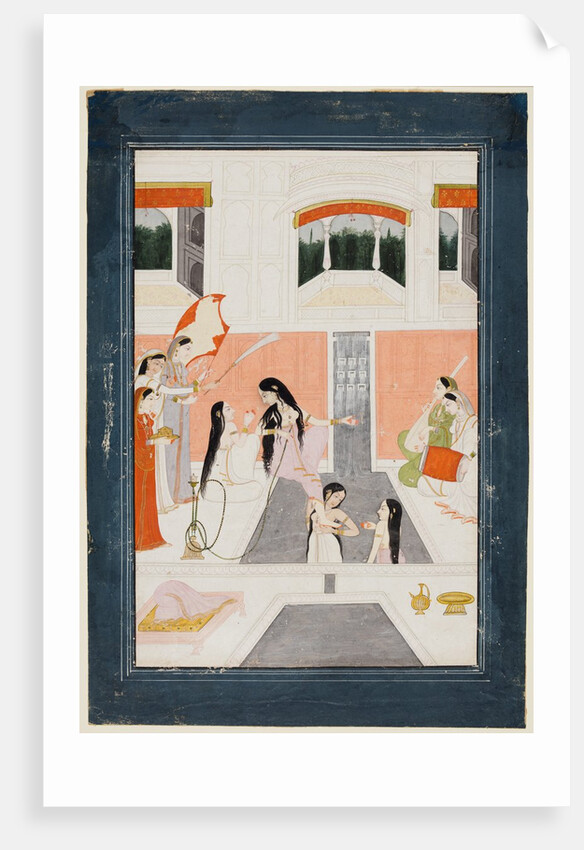 A lady at her toilette listens to music by the side of a palace water cascade, c. 1780 by Unknown