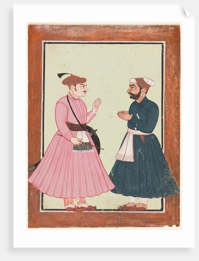 A noble, probably Raja Gaur Sen, receives another noble, c. 1700-20 by Unknown