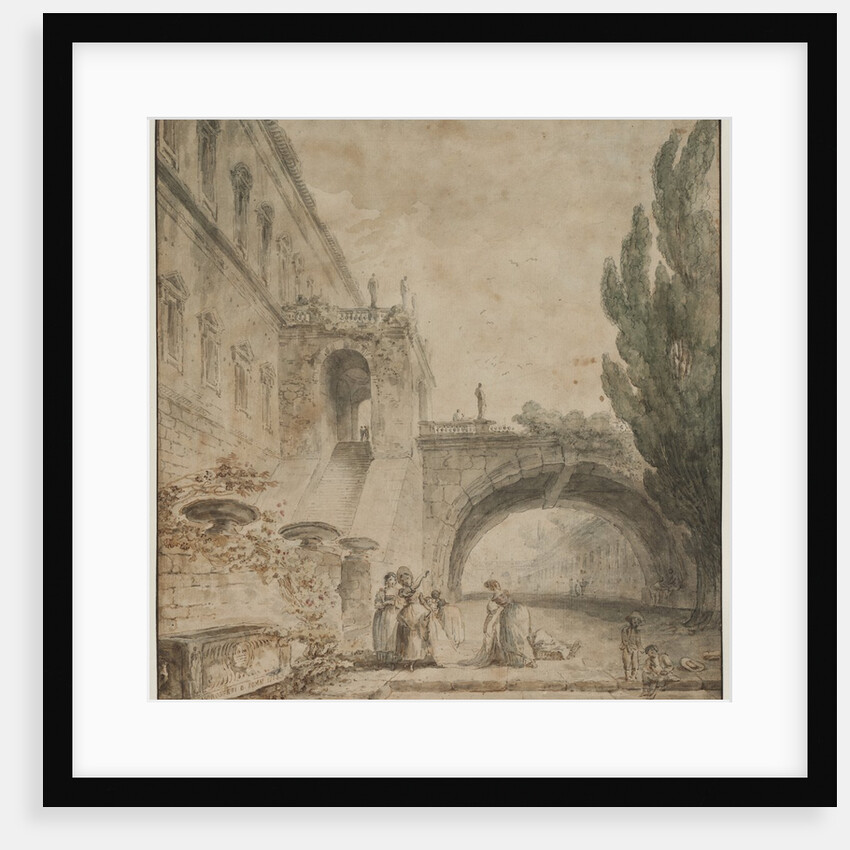 A Palace with an Arched Bridge, 1760 by Hubert Robert