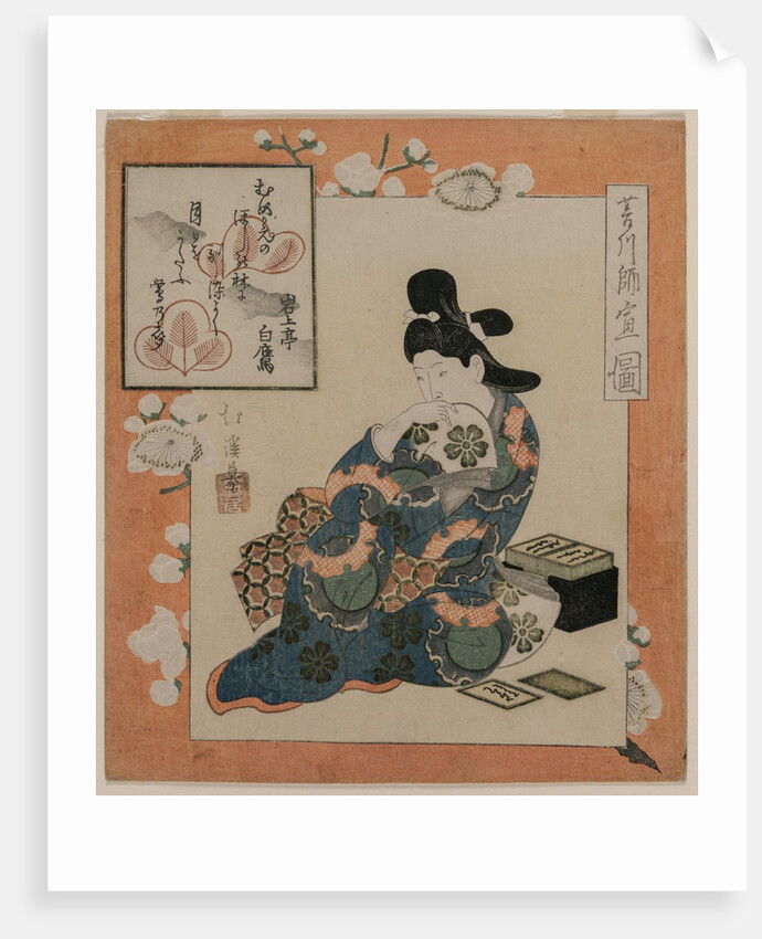 A Picture by Hishikawa Moronobu: Woman with a Set of Poem Cards, mid 1820s by Totoya Hokkei