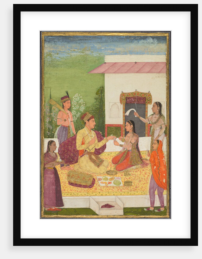 A prince conversing with a woman while taking refreshments on a terrace, c. 1710-1720 by Unknown