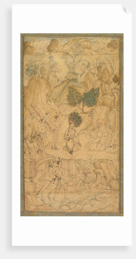 A prince visiting a holy man in a rocky landscape, c. 1590 by Unknown