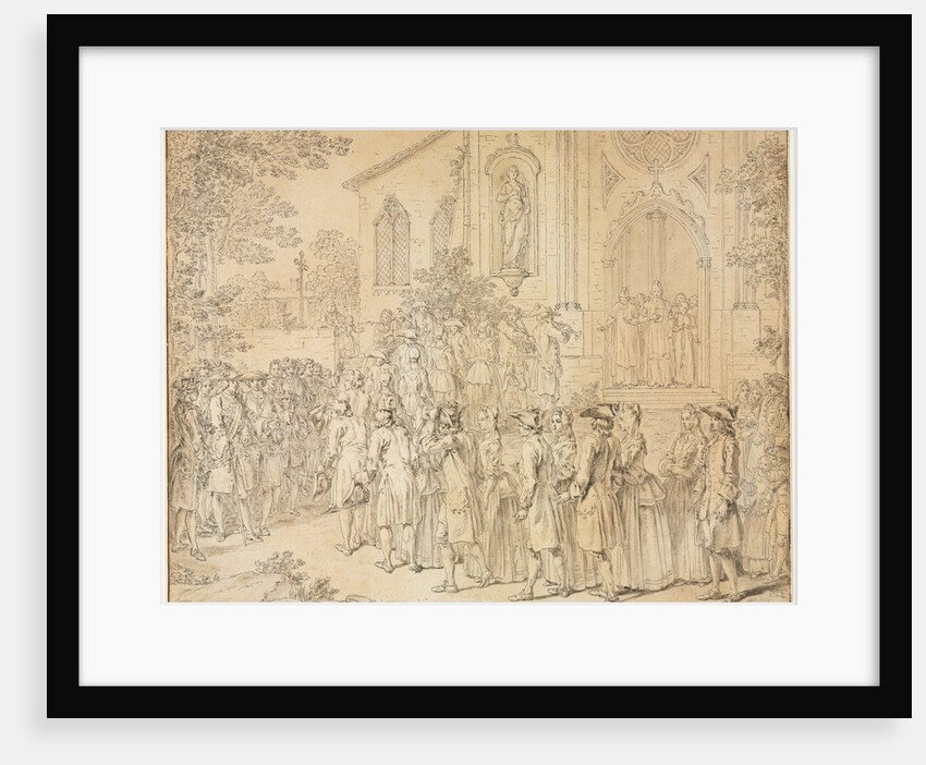 A Procession Entering a Church, 1700s by Hubert François Bourguignon Gravelot