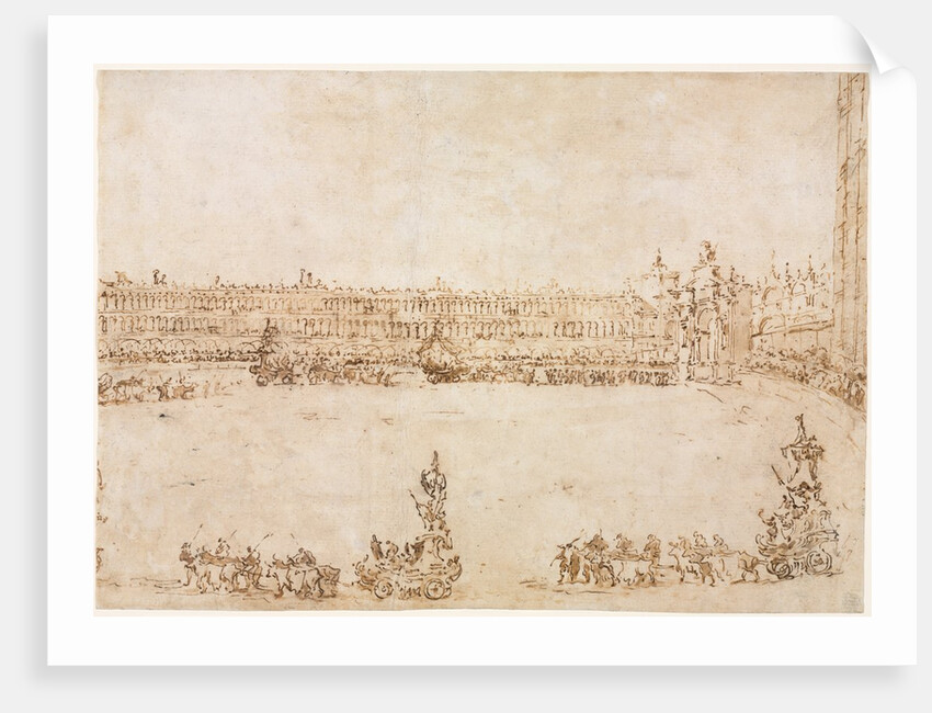 A Procession of Triumphal Cars in the Piazza San Marco, Venice, Celebrating the Visit…, 1782 by Francesco Guardi