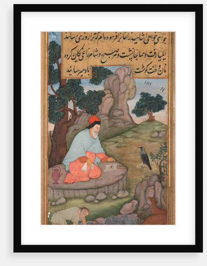 A raven brings food to Elijah, from a Mir?at al-quds of Father Jerome Xavier…, 1602-1604 by Unknown