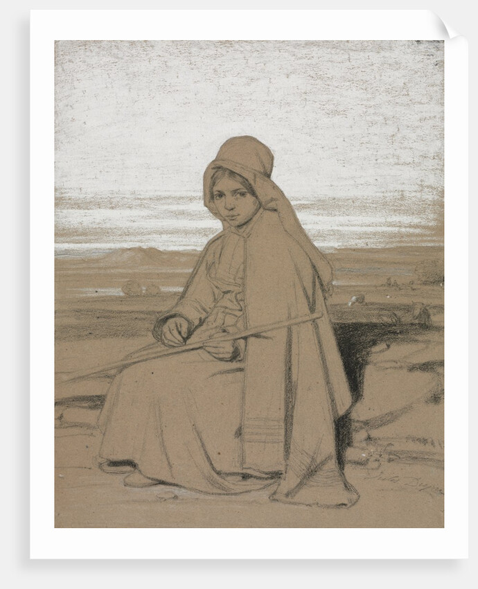 A Seated Shepherdess, 1800s by Jules Dupré