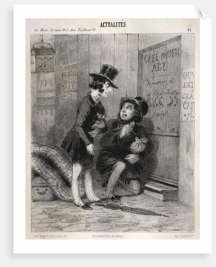 Actualités: Hé mon vieux! cest comme cela quon fait les affaires aujourdhui! on affice…, 1841 by Clémente Pruche