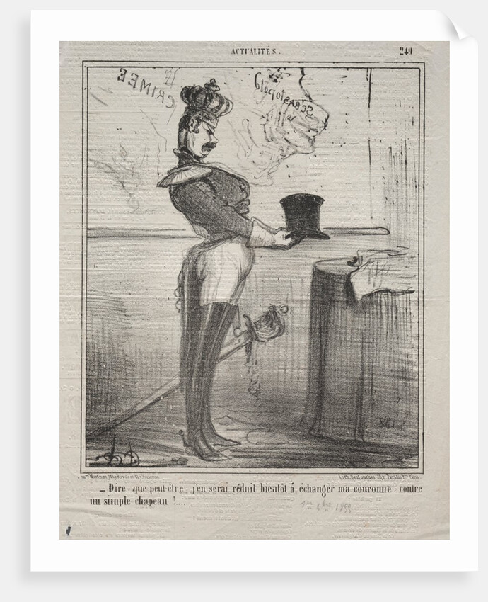 Actualities: They say that I will soon be reduced to exchanging my crown…, 1855 by Honoré Daumier