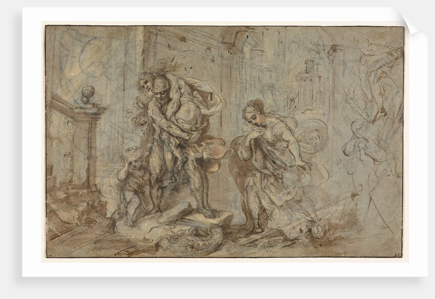 Aeneas Saving Anchises at the Fall of Troy, 1587-1588 by Federico Barocci (attributed to)