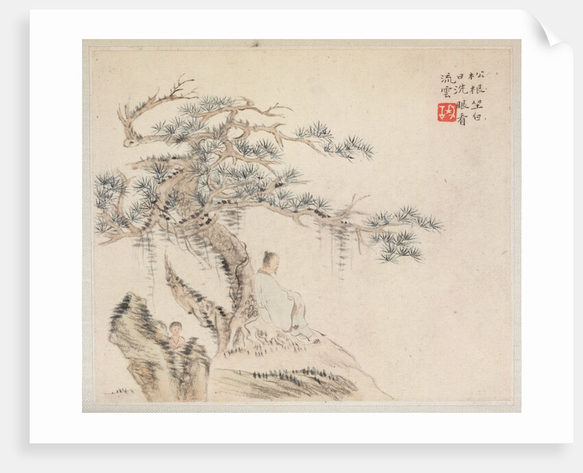 Album of Landscape Paintings Illustrating Old Poems: An Old Man Sits under a Pine Tree…, 1700s by Hua Yan