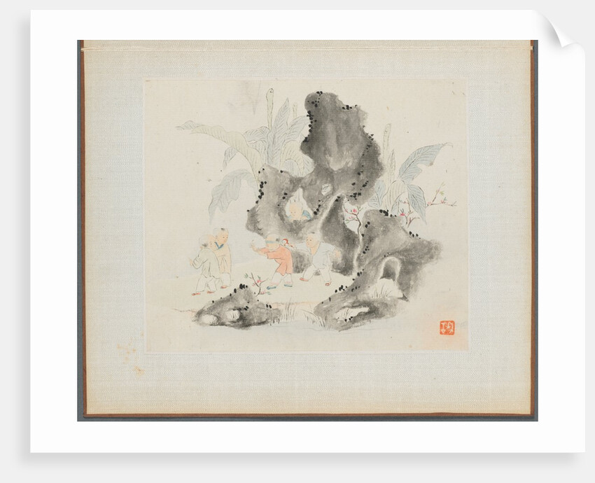 Album of Landscape Paintings Illustrating Old Poems: Children Play in a Rocky Grove, 1700s by Hua Yan