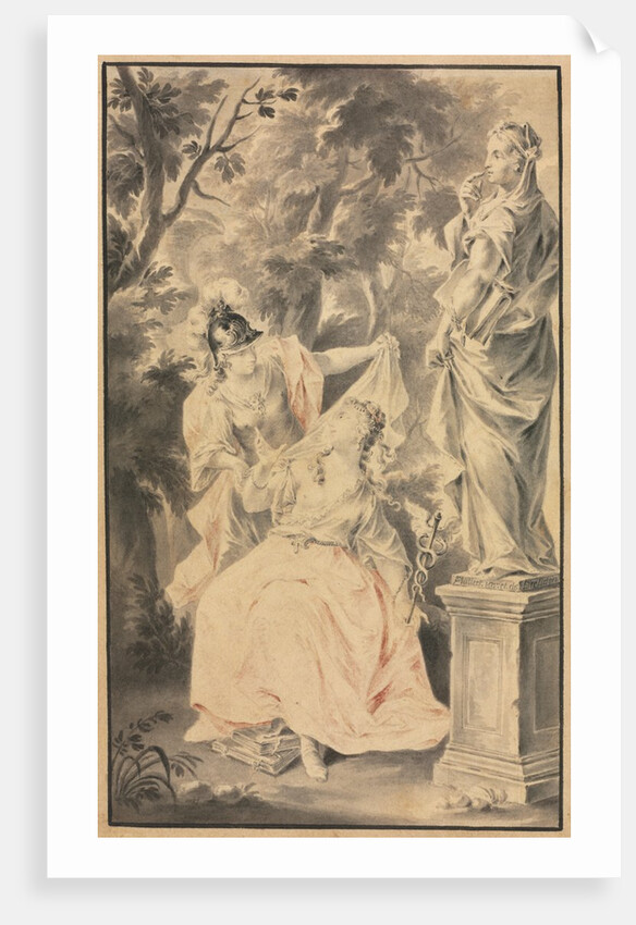 Allegorical Scene: Couple before a Statue, 1700s by F. Müller