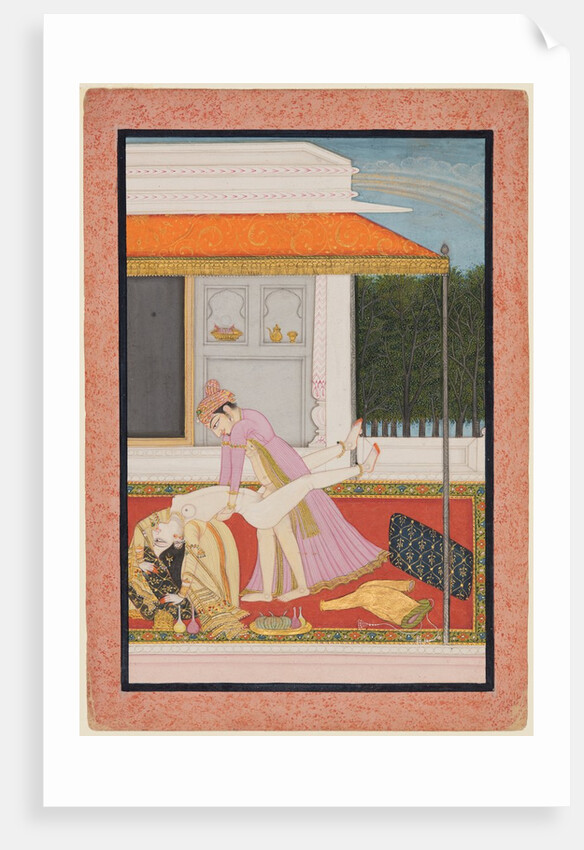 An amorous couple, probably Raja Mahendra Pal of Basohli with a favorite…c. 1810 by Unknown