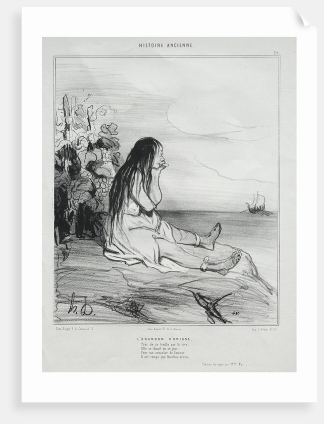Ancient History, plate 24: The Abandonment of Ariadne, 4 September 1842 by Honoré Daumier; Aubert