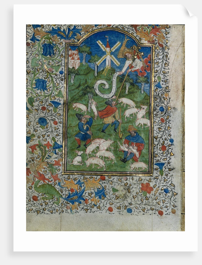 Annunciation to the Shepherds: Leaf from a Book of Hours, c. 1420-1430 by Henri d'Orquevaulx; Workshop